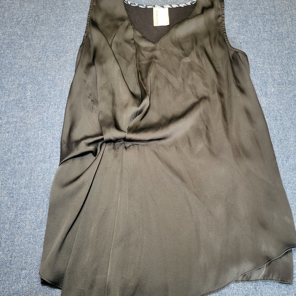 Dolan Left Coast Collection Black Twist Front Mixed Media Sleeveless Top Small